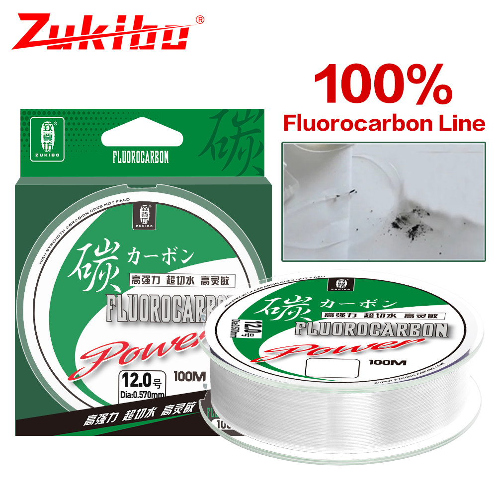 Ice Fishing Line - ZUKIBO 100% 탄화플루오르 낚싯줄, 초강력 모노필라멘트